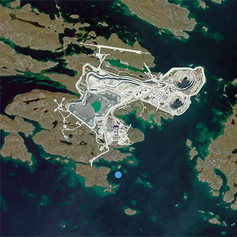 Photo of the Diavik mine, taken from space