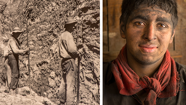 Miners at Chivor, then and now