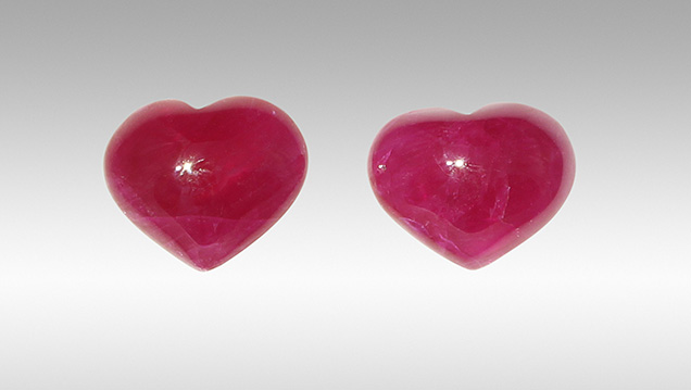 These rubies were determined to be glass filled, partly due to the use of the DiamondView.