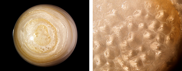 Surface structures of shell cabochons.