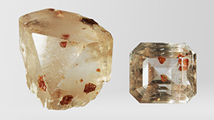 Topaz from Pakistan with microlite inclusions.