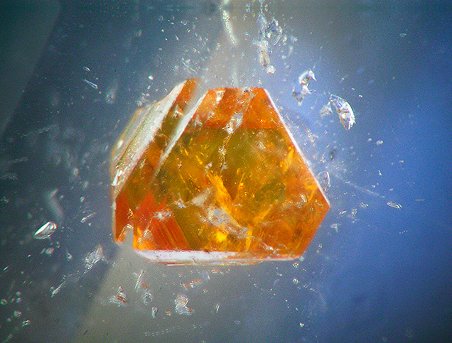 Microlite crystal in a topaz from Pakistan.