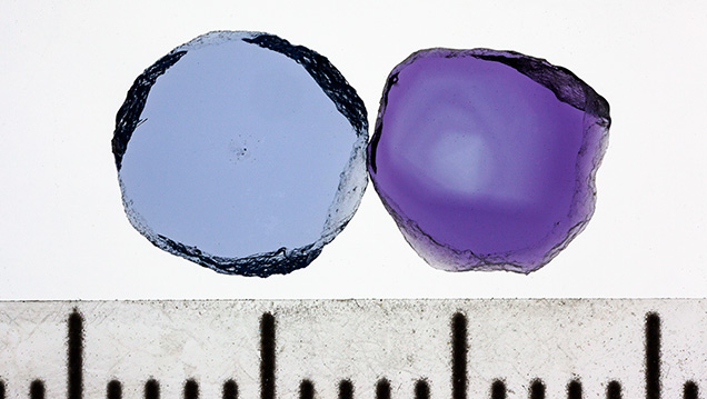 Blue and purple Yogo sapphire tablets