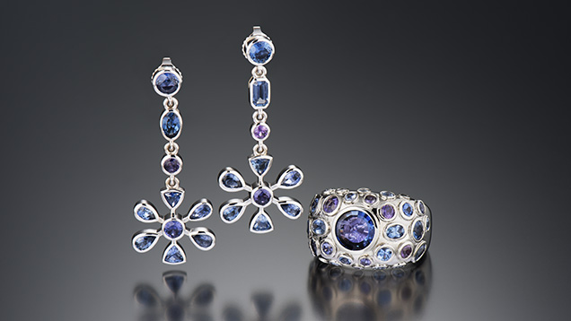 Suite of Yogo sapphire jewelry