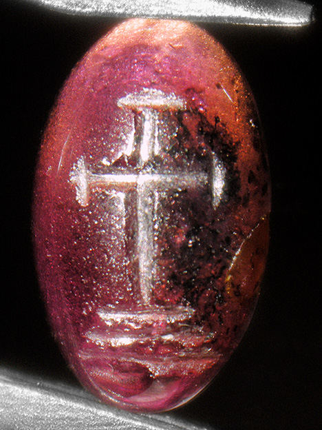 Early Byzantine garnet intaglio, dated from the late sixth to eighth century CE