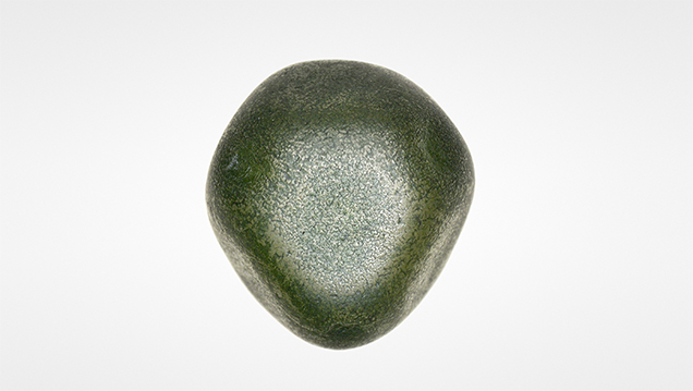 A green rough crystal.