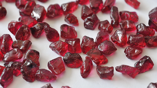Typical Mugloto-type rubies from Mozambique