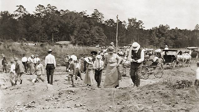 Diamond prospecting, circa 1908, at what is now Crater of Diamonds State Park.