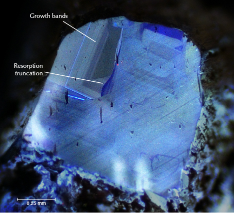 Diamond wafer showing various growth conditions.