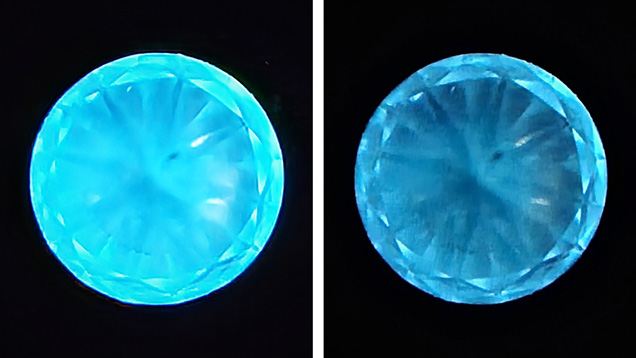 Images showing phosphorescence from 0 to 60 seconds after exposure.
