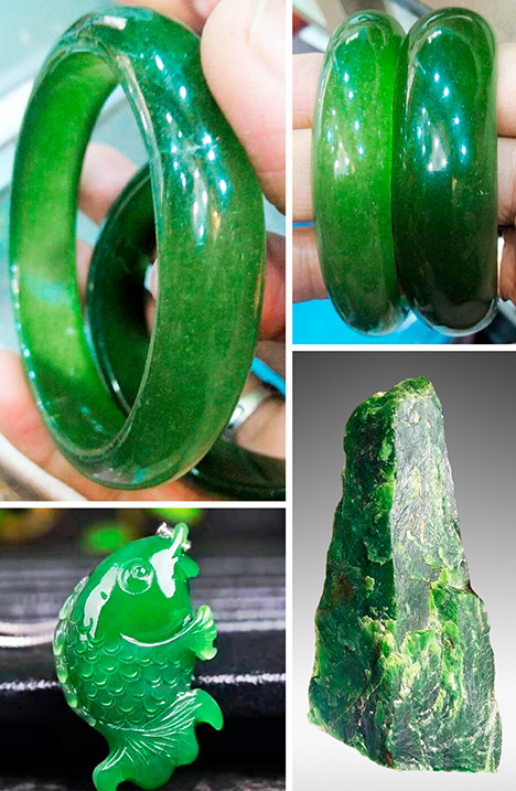 Nephrite bangles and decorative objects sold at Namak Mandi