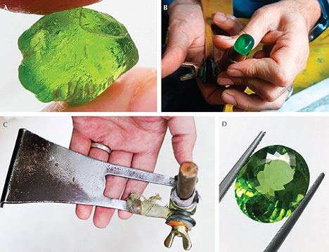 Use of the angoora to facet peridot