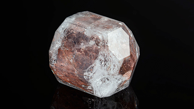 This flux-grown synthetic beryl crystal weighs 211.78 ct.