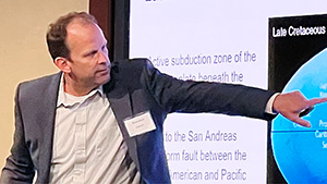 Brendan Laurs, Meg Berry, and Aaron Celestian at the Sinkankas Symposium. Photos by Judy Colbert.
