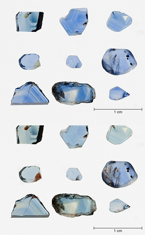 Basalt-related blue sapphires before and after heating