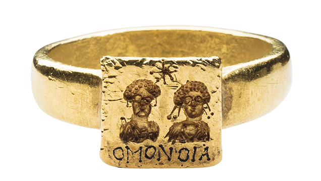 Byzantine engraved gold marriage ring.