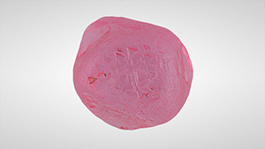 This rough spinel, submitted as a diamond, displayed trigons orientated in the direction opposite to that of the crystal face.