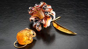 Gerd Dreher agate lily and Patrick Dreher citrine mouse