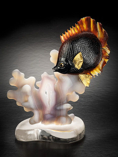 Gerd Dreher carved agate emulating coral