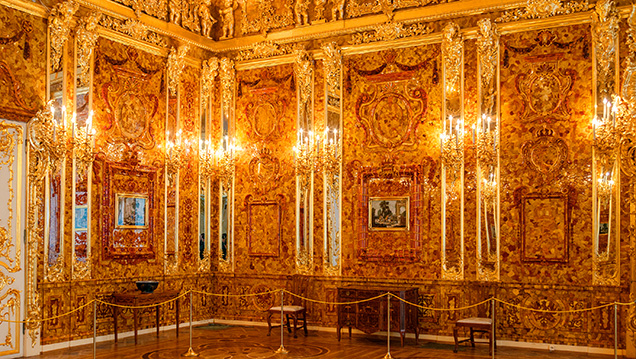 Two sections of the reconstructed Amber Room