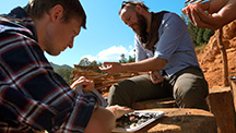 Field gemologists sort through gem gravel in Myanmar