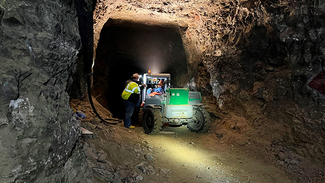 Underground at the Vortex mine.