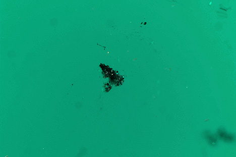 Opaque black inclusions typical of Colombian emerald.