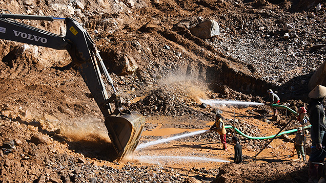 Open-pit sapphire mining in Mogok