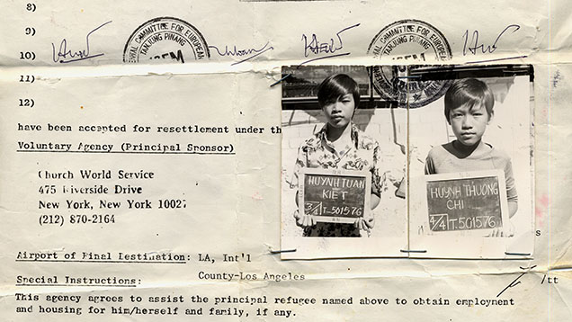 Figure 4. Refugee documentation from 1980 for Chi Huynh at age 12 (right) and his brother Kiet. Courtesy of Chi Huynh.