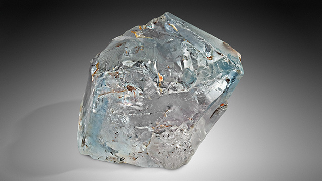 Figure 12. This 1,296 ct topaz crystal with a blue rim was recovered in Mason County, Texas. Photo by Ken Larsen; courtesy of the Smithsonian Institution Collection.