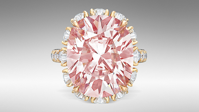 Figure 3. A ring featuring the “Pink Supreme,” a 15.48 ct Internally Flawless Fancy Intense pink diamond, sold in Hong Kong for almost $11 million. Courtesy of Christie’s Images Ltd. 2023.