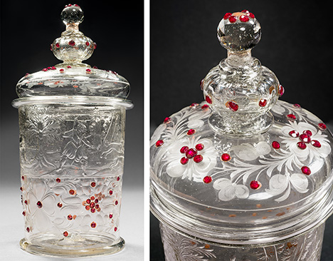 Figure 8. Lidded goblet from the collection of the Bavarian National Museum, embellished with red Bohemian garnets. Inventory no. 60/74, height 17.7 cm. Photos by Bastian Krack; courtesy of Bavarian National Museum in Munich.