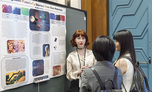 Figure 4. Britni LeCroy links gem-derived pigments to pivotal works of art in human history. Photo by Emily Lane.