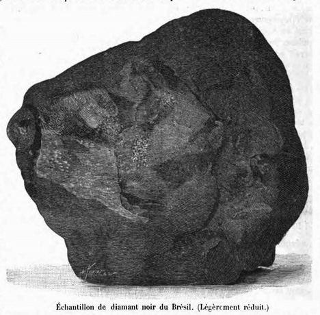 Black and white illustration of 3167 carat carbonado "Sergio"