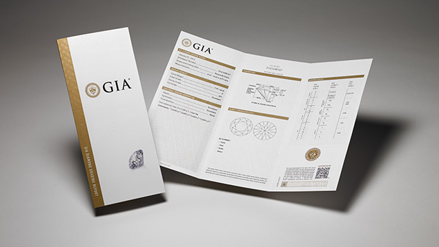 The GIA Diamond Grading Report provides a full assessment of a diamond’s quality using the 4Cs. View a <a href=