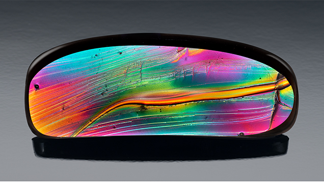 Fire obsidian with iridescence