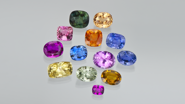 Assorted colors of cut sapphires from the Dr. Eduard J. Gubelin Collection