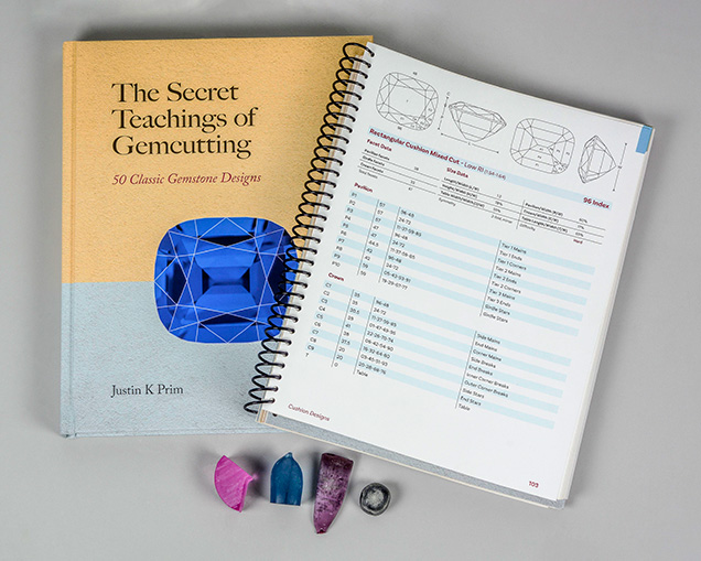 Book Review: The Secret Teachings of Gemcutting: 50 Classic Gemstone Designs by Justin K. Prim, hardcover (US$100) and spiralbound (US$80), 237 pp., illus., publ. by Magus Publishing, 2021. Photo by Diego Sanchez.