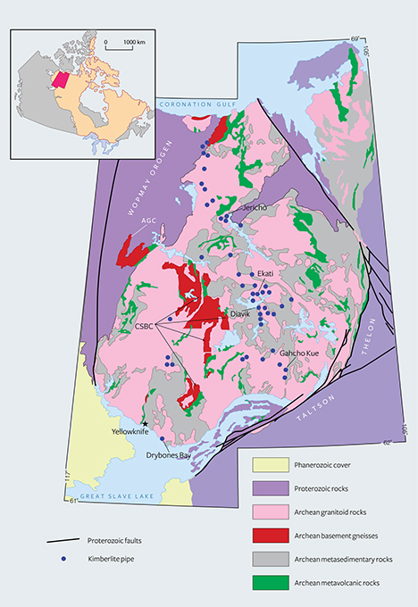 Geological map of northern Canada’s diamond mines