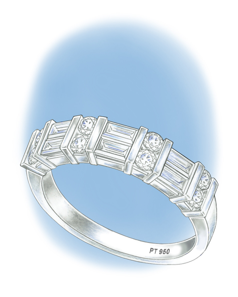 Learn how to evaluate the quality of a platinum band that was sized up by stretching with these helpful illustrations and instructional video.