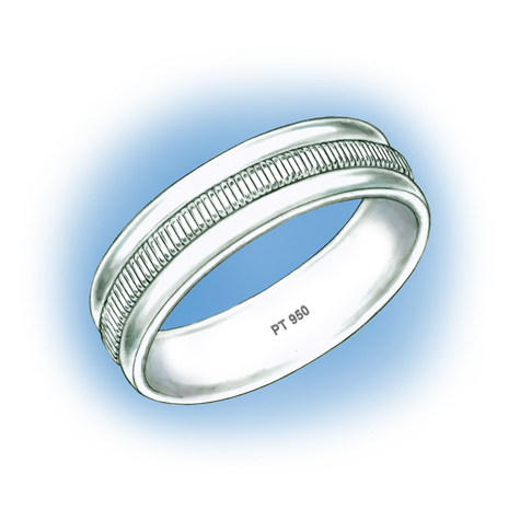 Illustration of a platinum band featuring a decorative pattern 